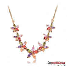 18k Gold Zircon Flower Choker Necklace (CNL0003-C)